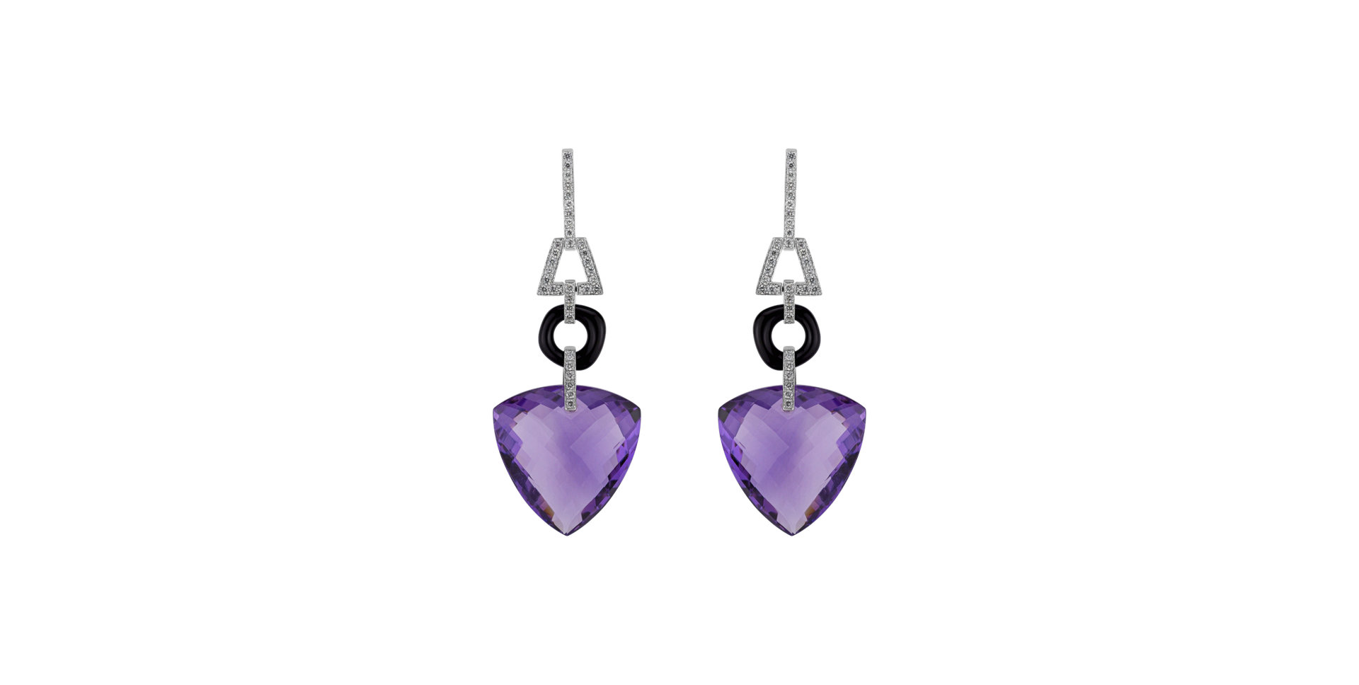 Diamond earrings with Amethyst and Agate Space Song
