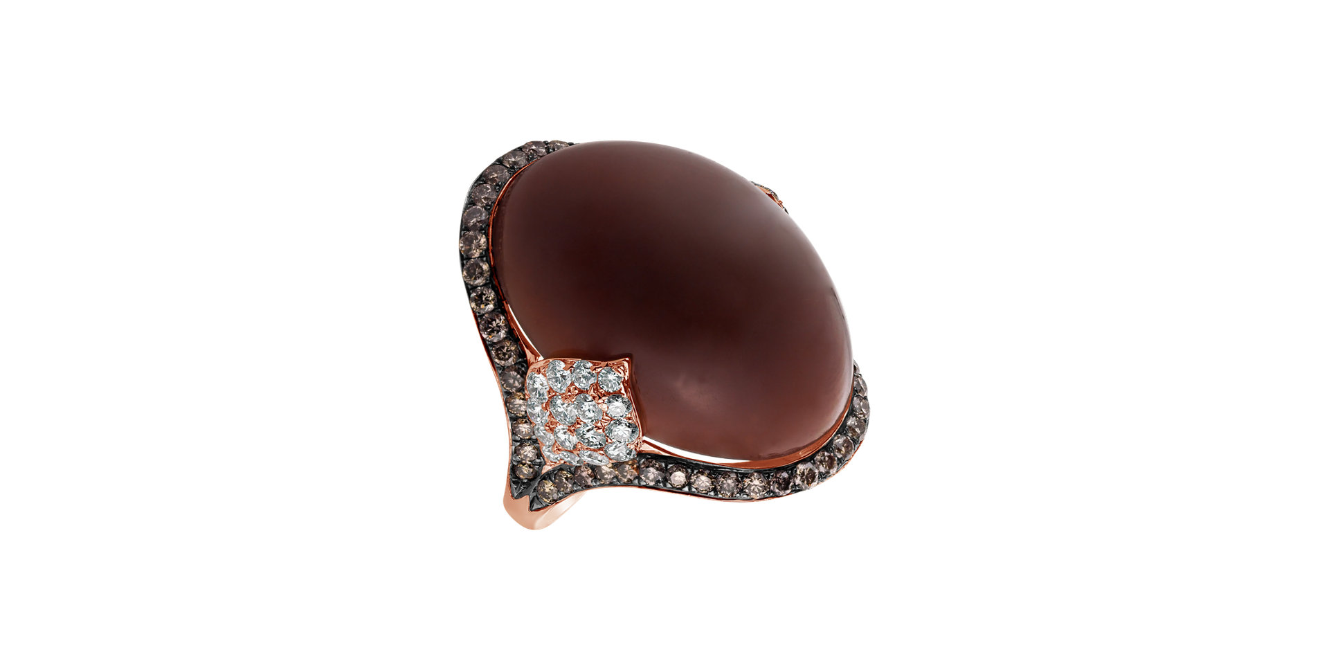 Ring with Moonstone, brown and white diamonds Gentility