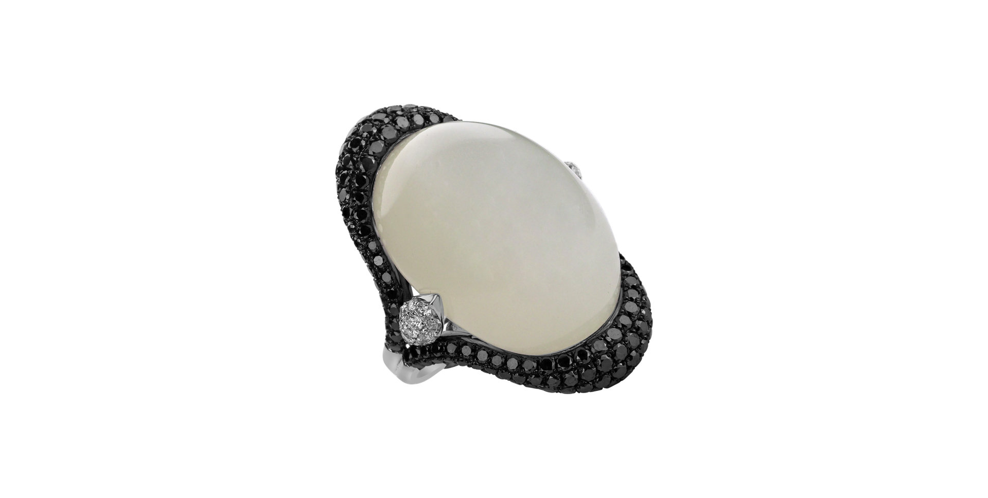 Ring with Moonstone, black and white diamonds Gentility Miracle