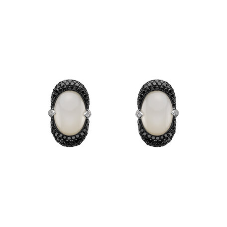 Diamond earrings with Moonstone Black and White Alchemy
