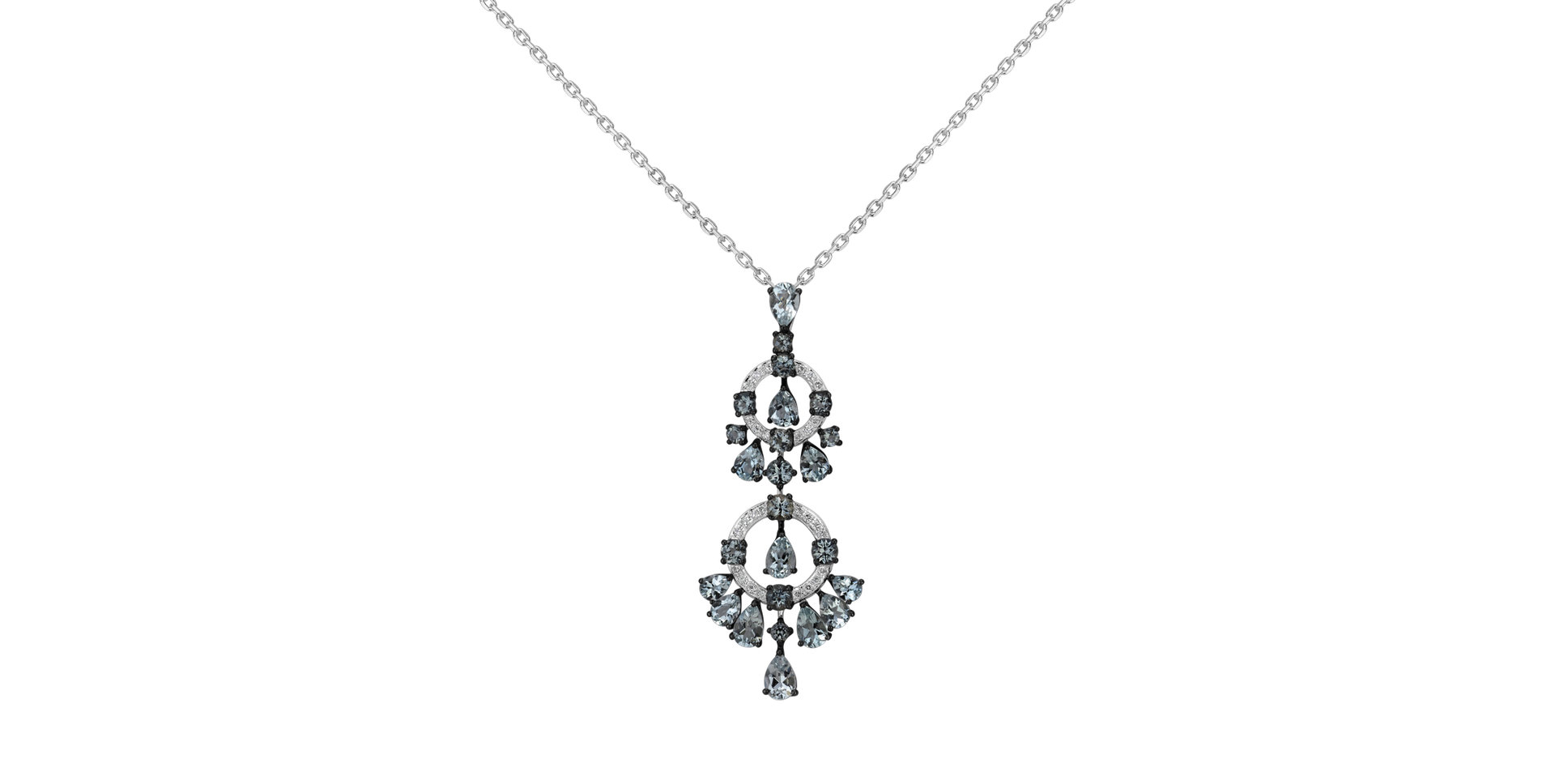 Diamond pendant with Aquamarine Astonishing Fountain