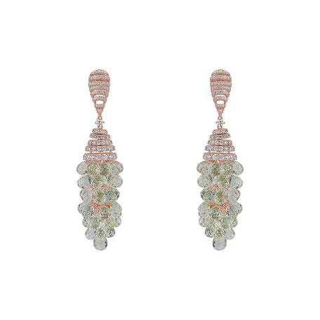 Diamond earrings with Amethyst Golden Drops
