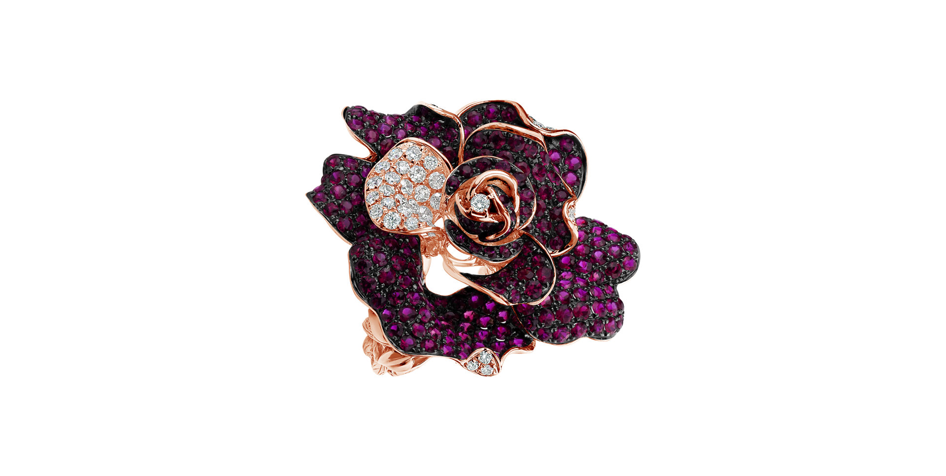 Diamond ring with Ruby Amazone Rose