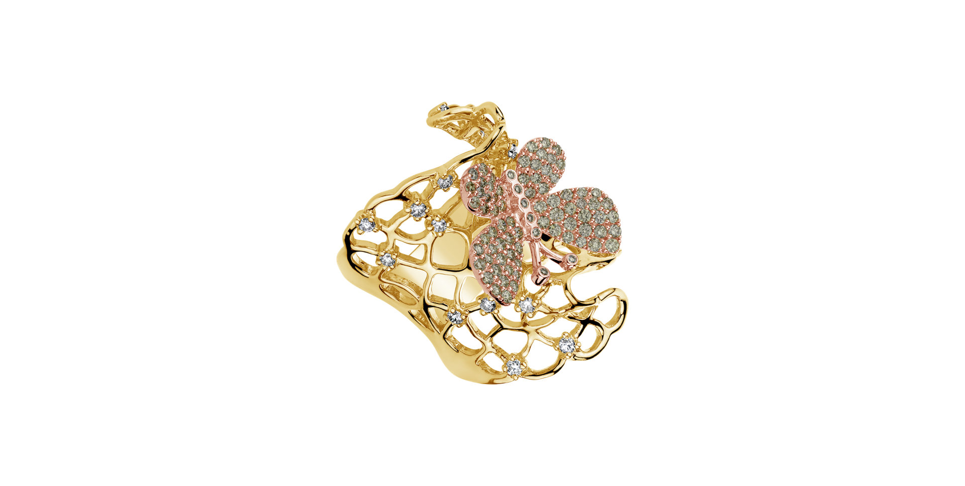 Ring with brown diamonds Butterfly Icon