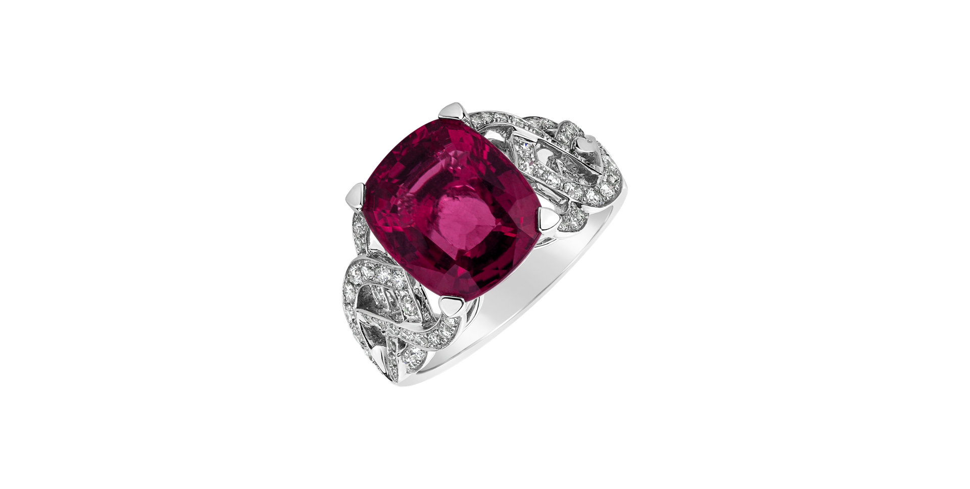 Diamond ring with Tourmalíne Red Romance