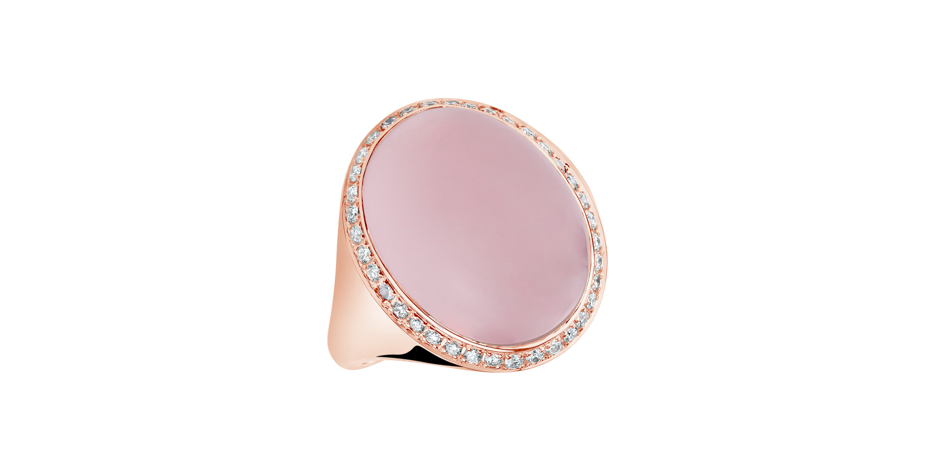 Diamond ring with Rose Quartz Scarlet Desire