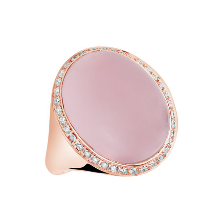 Diamond ring with Rose Quartz Scarlet Desire