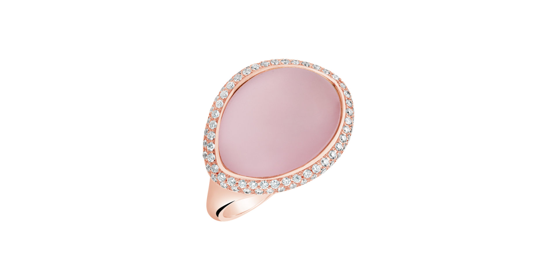 Diamond ring with Rose Quartz Arabic Magician