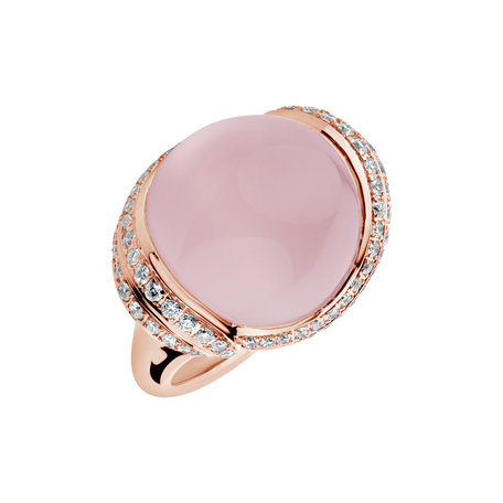 Diamond ring with Rose Quartz Venus Poetry