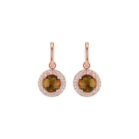 Diamond earrings with Quartz Yellow Lady