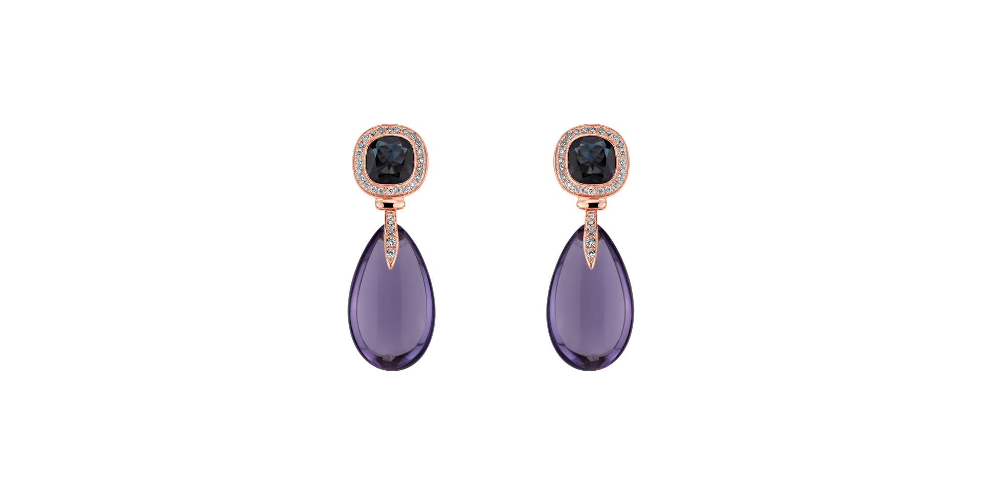 Diamond earrings with Amethyst and Topaz Violet Lady