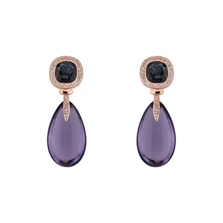 Diamond earrings with Amethyst and Topaz Violet Lady