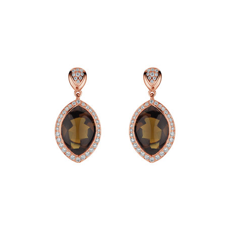 Diamond earrings with Quartz Yellow Queen