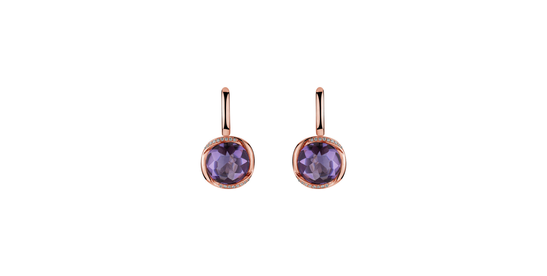 Diamond earrings with Amethyst Violet Drops