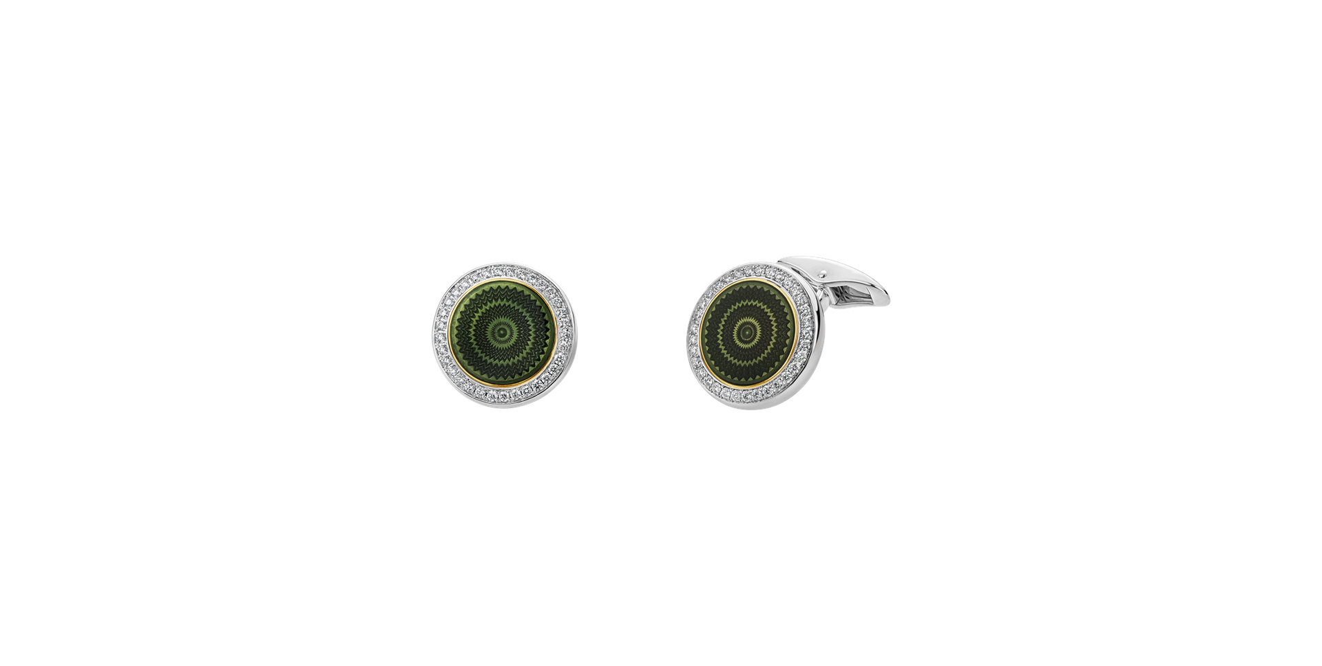 Diamond cufflinks with Enamel Count Benedict
