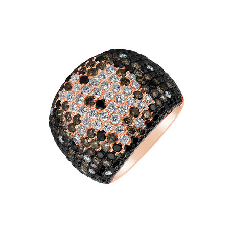 Ring with white, brown and black diamonds Hidden Chamber