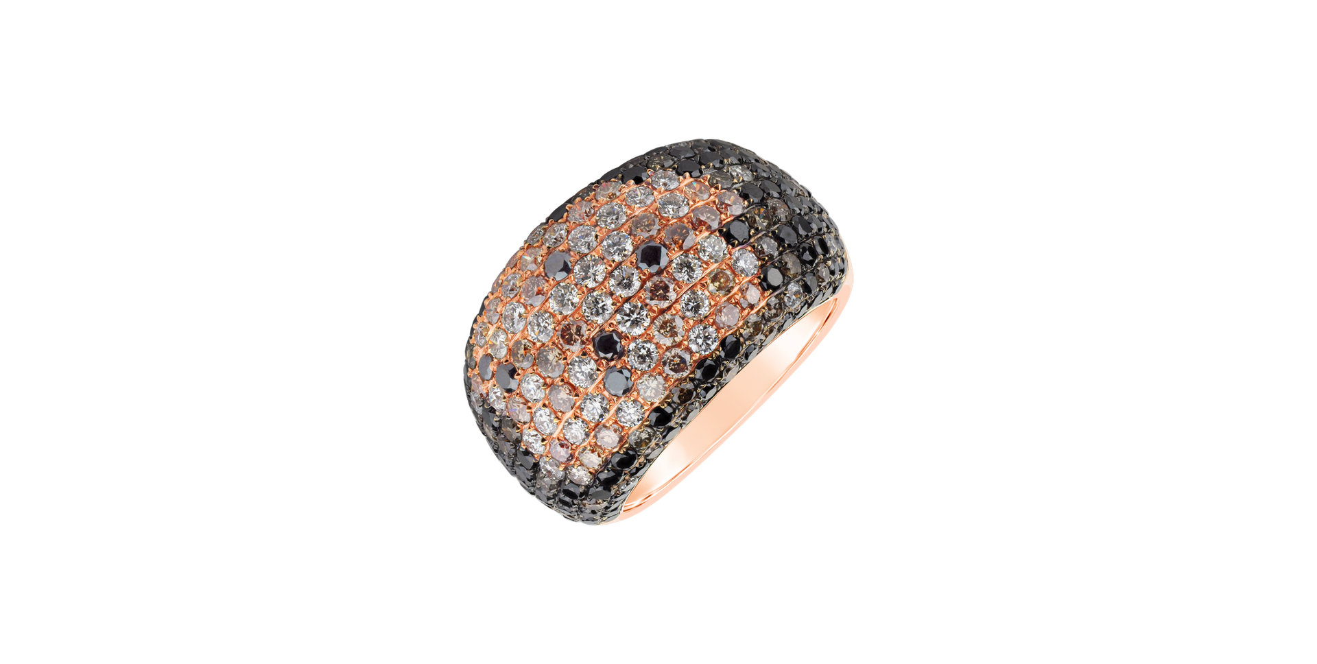 Ring with white, brown and black diamonds Twilight Dreamer