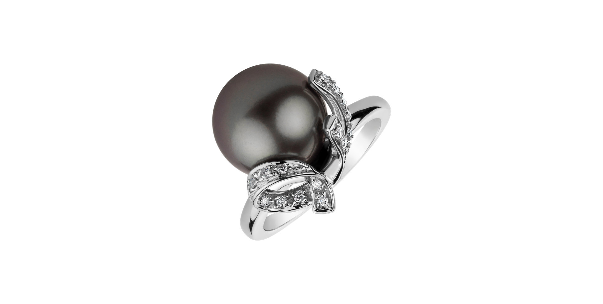 Diamond ring with Pearl Gloomy Ocean