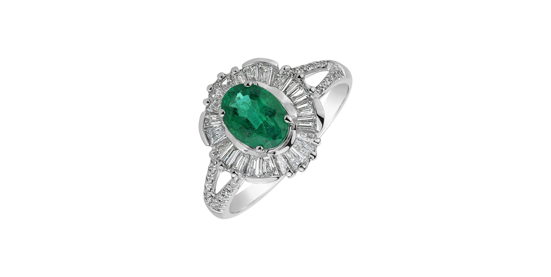 Diamond ring with Emerald Pristine Nobility