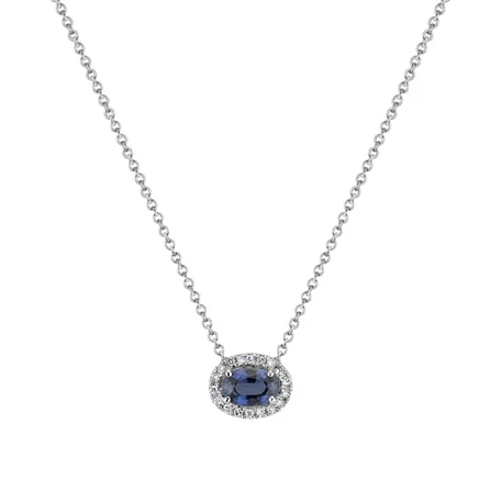 Diamond pendant with necklace with Sapphire Noble Elegance
