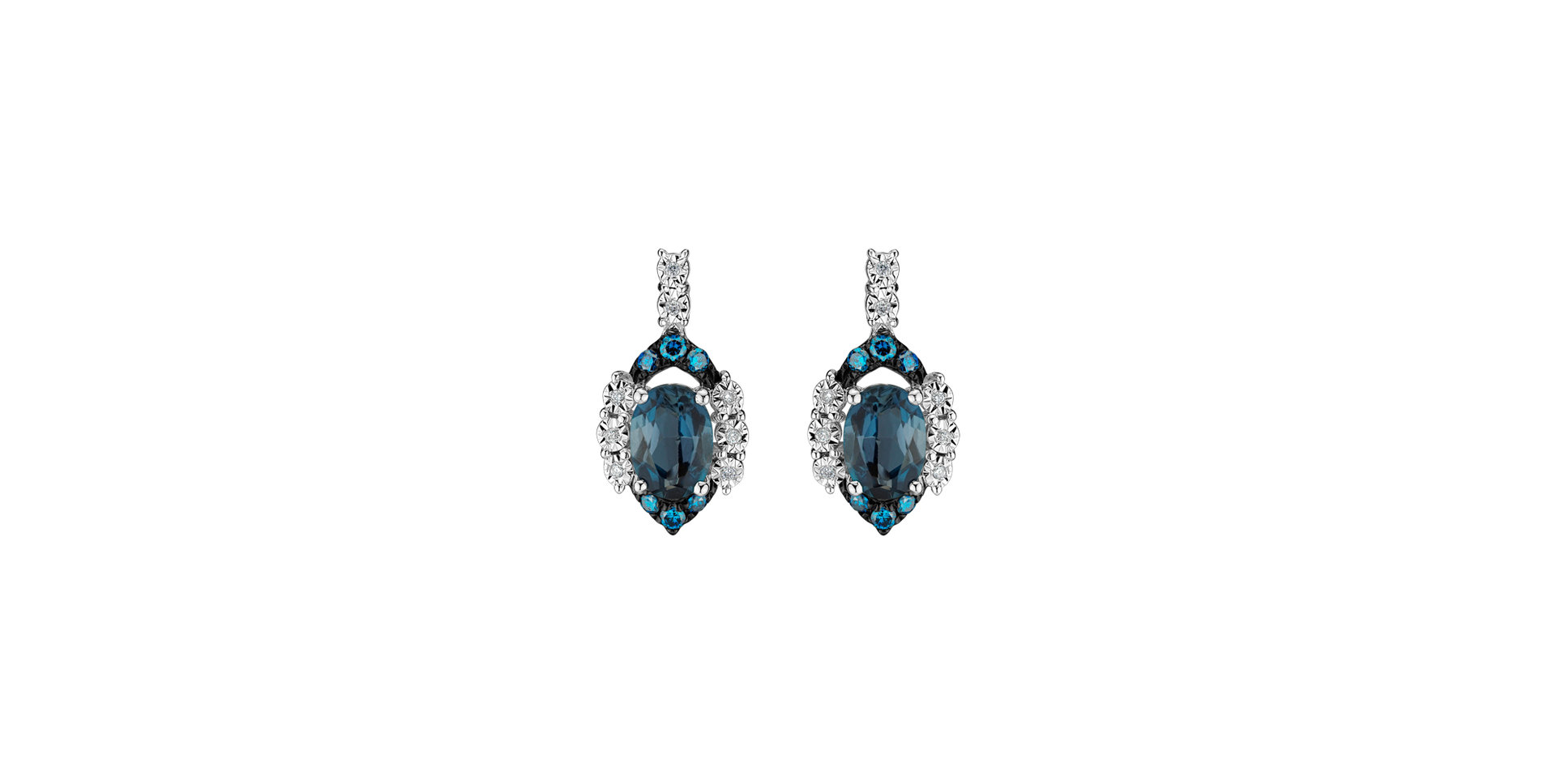 Earrings with Topaz, blue and white diamonds Intuition