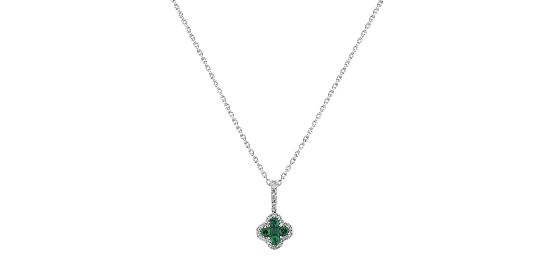 Diamond pendant with Emerald The Clover Bloom