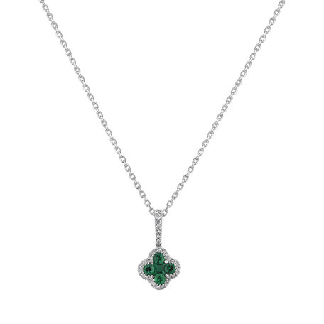 Diamond pendant with Emerald The Clover Bloom