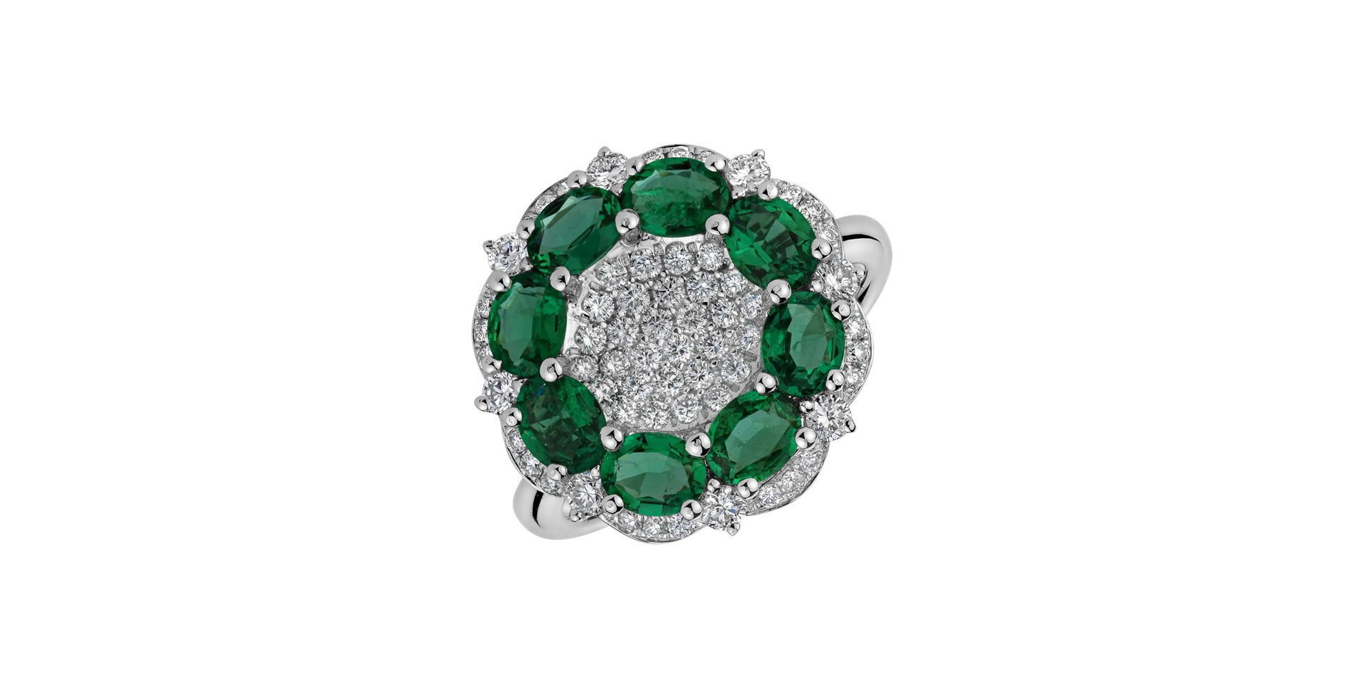 Diamond ring with Emerald Cadmium Green
