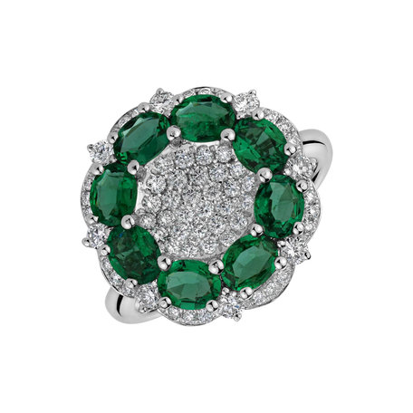 Diamond ring with Emerald Cadmium Green