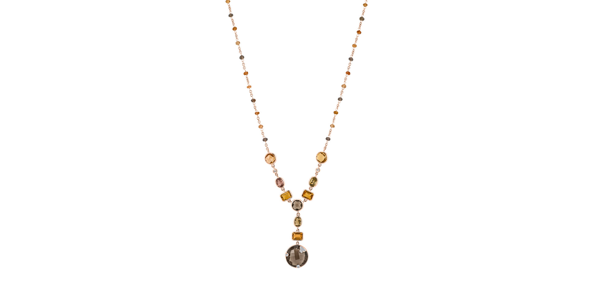 Diamond necklace with Quartz, Citrine and Tourmalíne Seraph Treasure