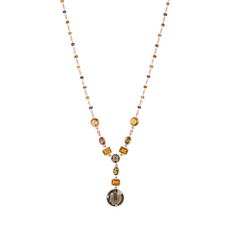 Diamond necklace with Quartz, Citrine and Tourmalíne Seraph Treasure