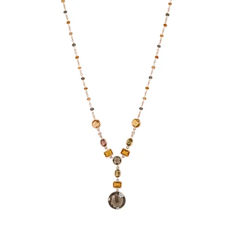 Diamond necklace with Quartz, Citrine and Tourmalíne Seraph Treasure