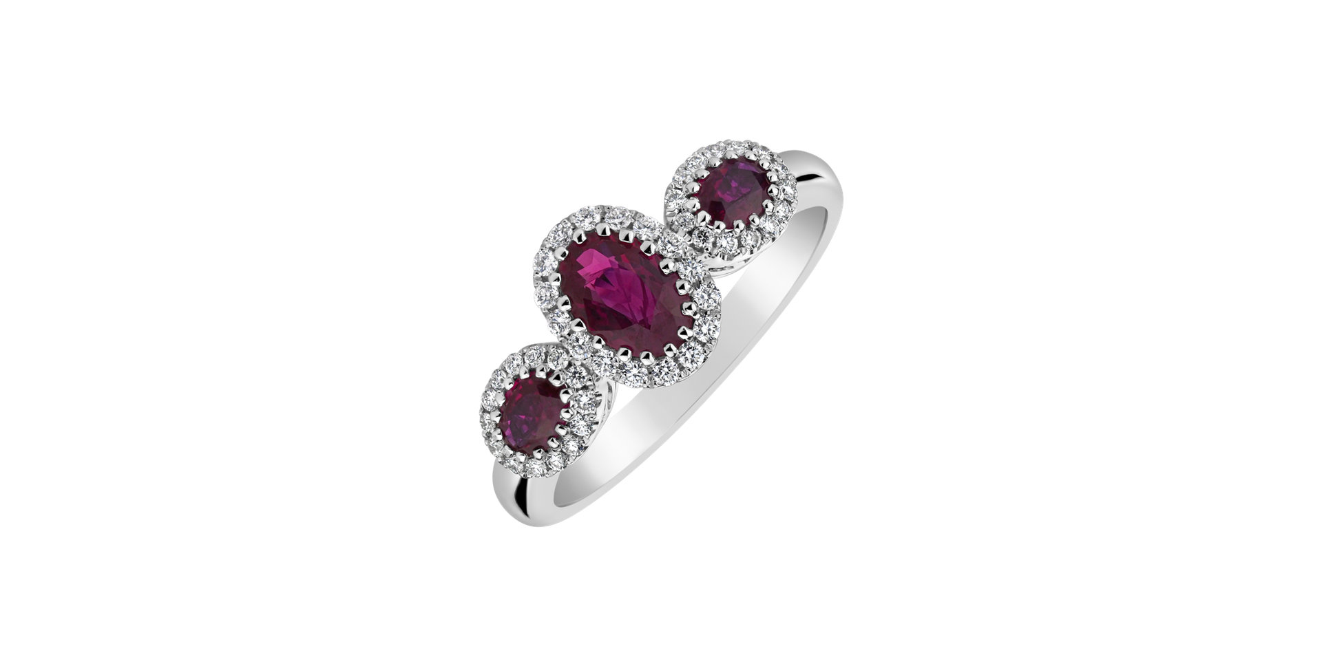 Diamond ring with Ruby Triple Sarlet
