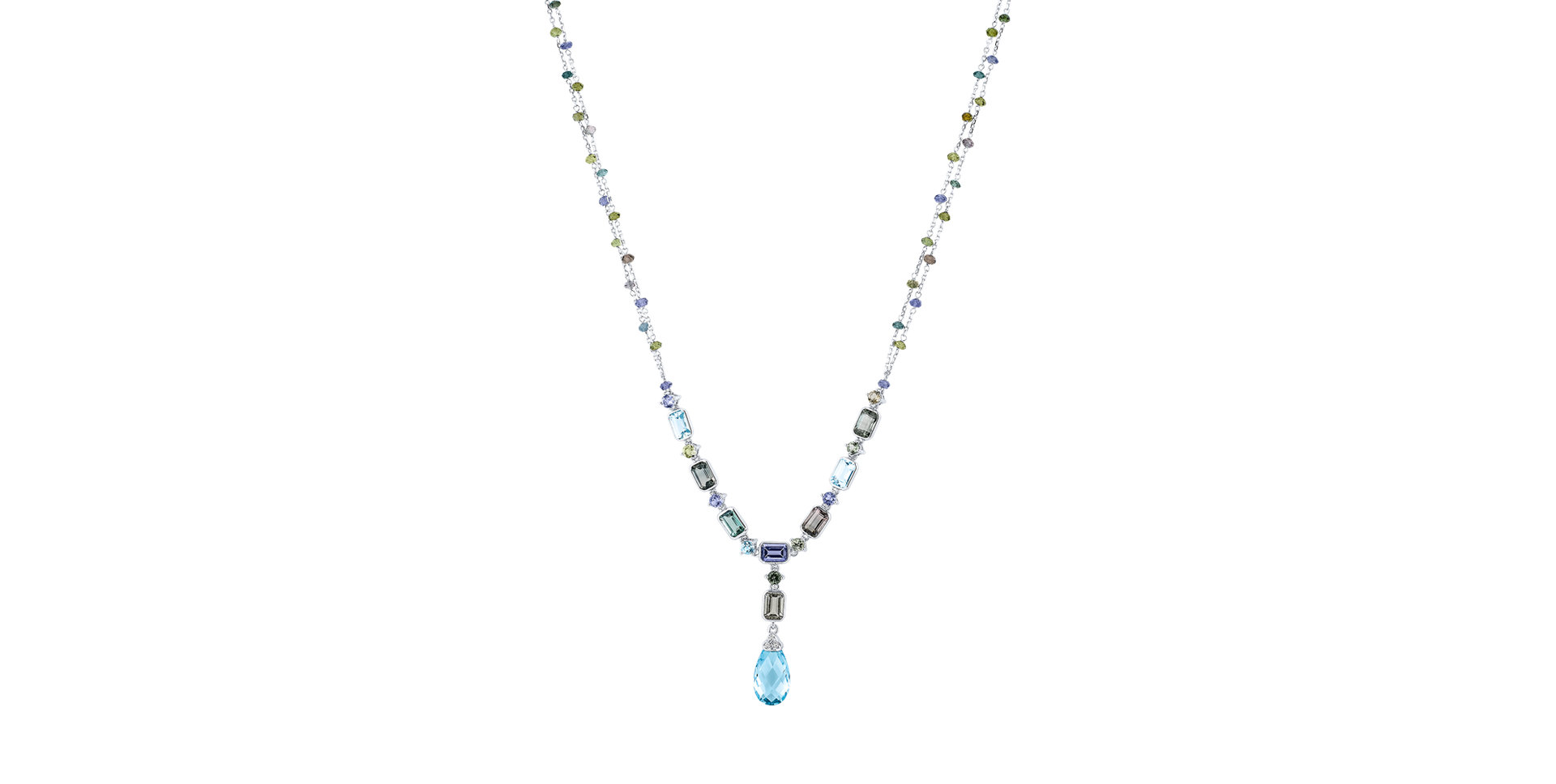 Diamond necklace with Topaz, Tourmalíne and Iolite Imposant Countess