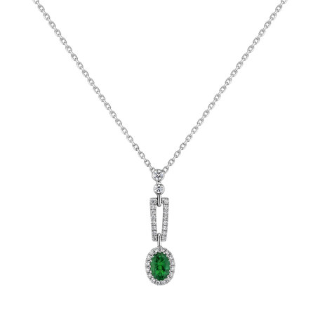 Diamond pendant with Emerald Royal Emerald