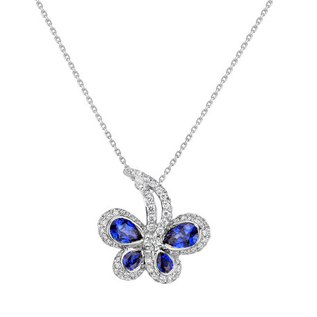 Diamond pendant with Sapphire Luxury Butterfly