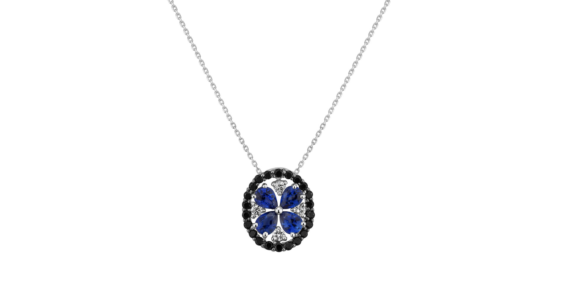 Pendant with black and white diamonds and Sapphire The Piece of Lilac