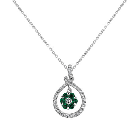 Diamond pendant with Emerald Dahlia
