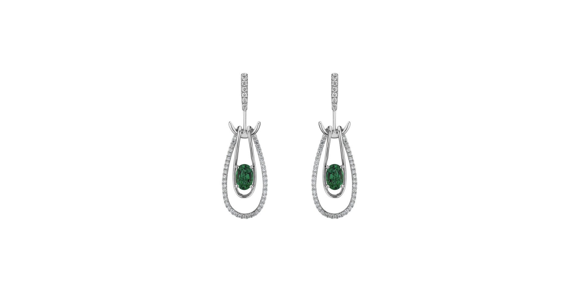 Diamond earrings with Emerald Gravity of Emerald