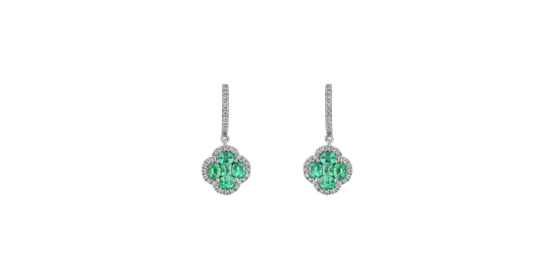 Diamond earrings and Emerald Sparkling Luck