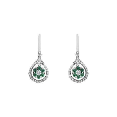 Diamond earrings and Emerald Juniper