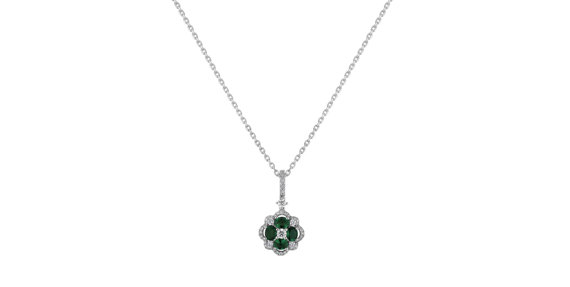 Diamond pendant with Emerald Shining Clover