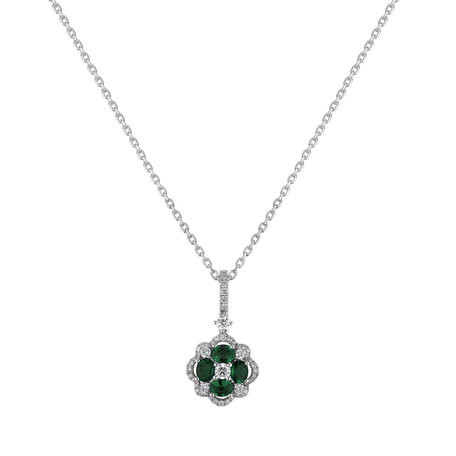 Diamond pendant with Emerald Shining Clover