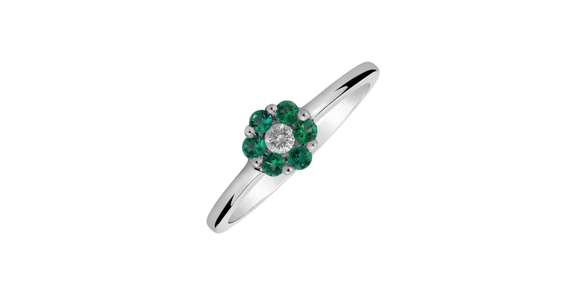 Diamond ring with Emerald Rosalie