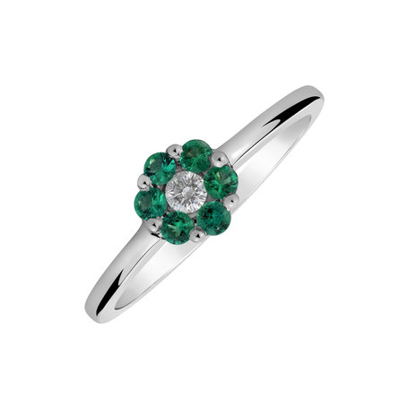 Diamond ring with Emerald Rosalie