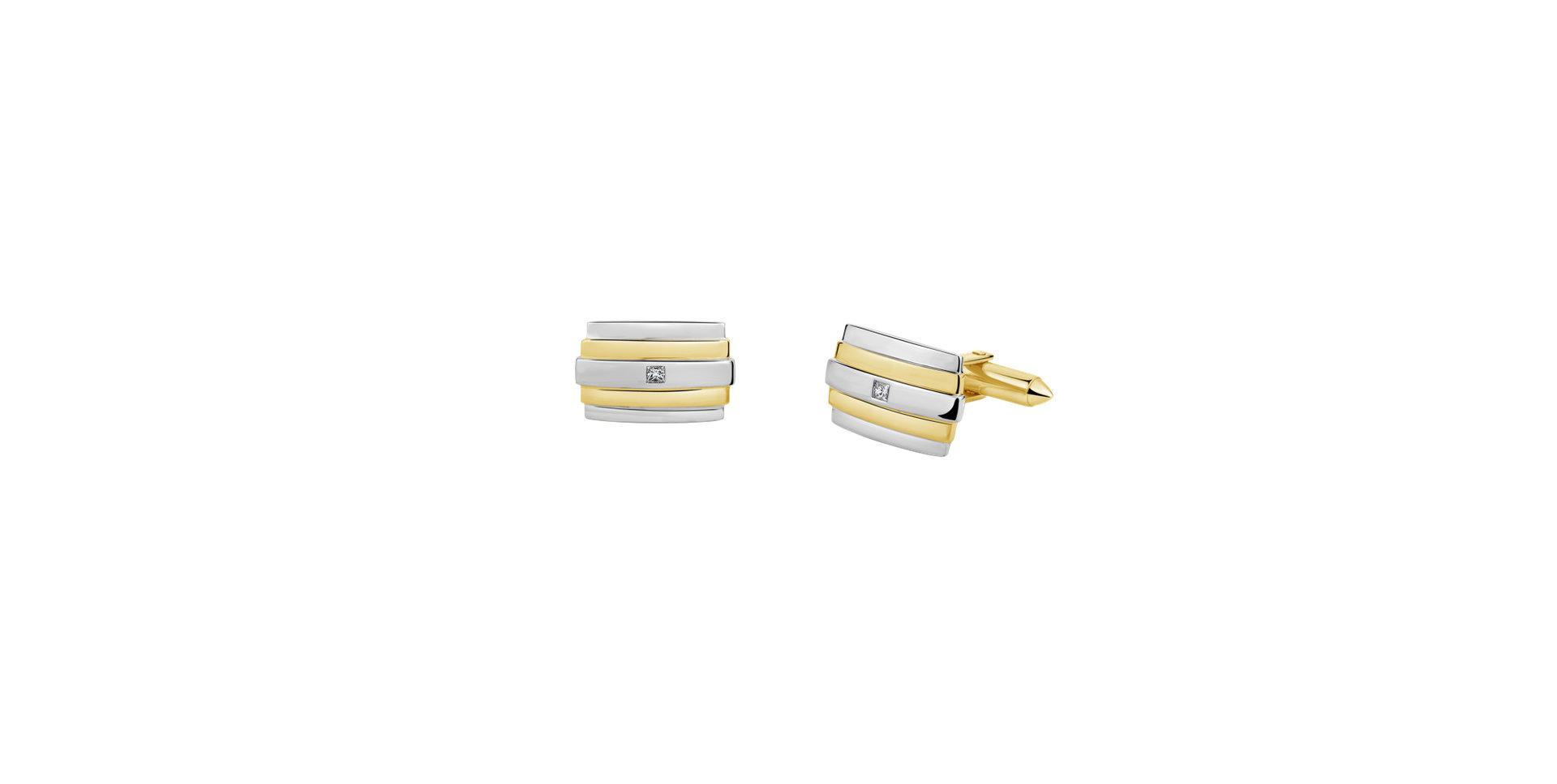 Diamond Cufflinks Gold Stripes