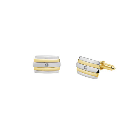 Diamond Cufflinks Gold Stripes