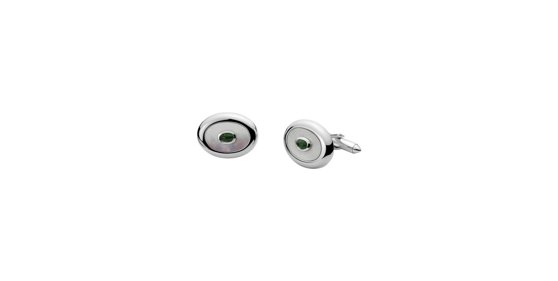 Cufflinks with Mother of Pearl and Emerald Emerald Etude