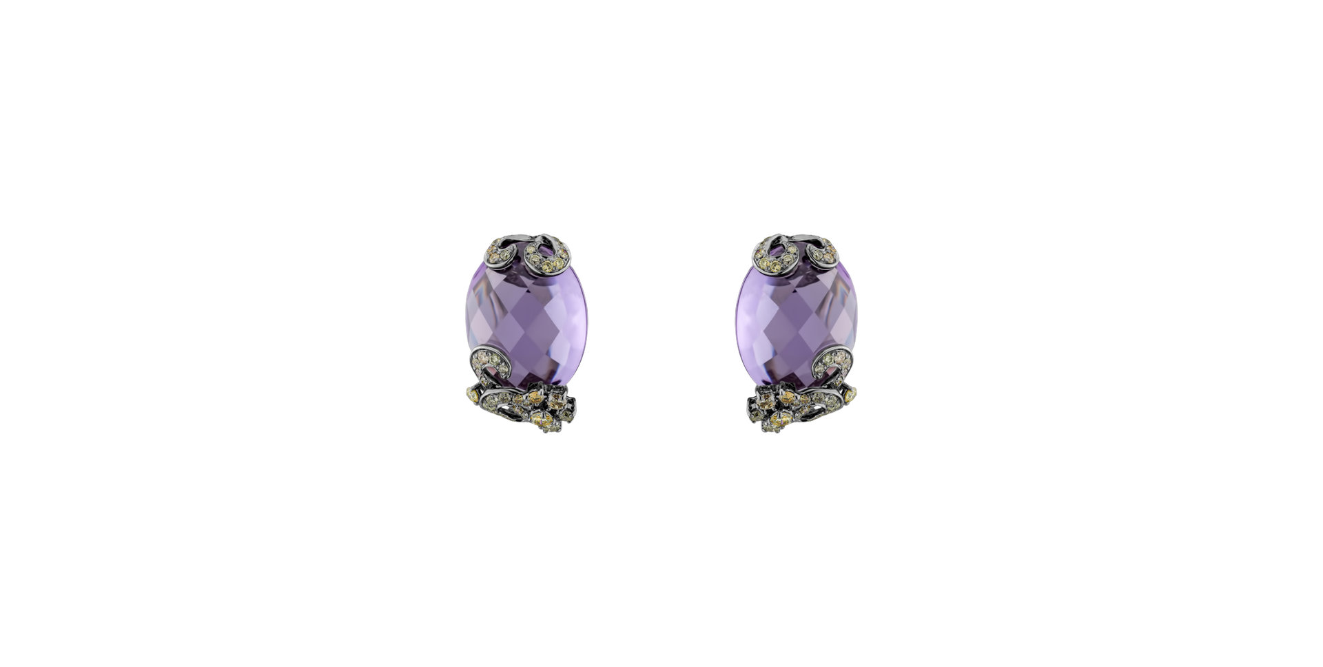 Earrings with Amethyst and brown diamonds Evanthe