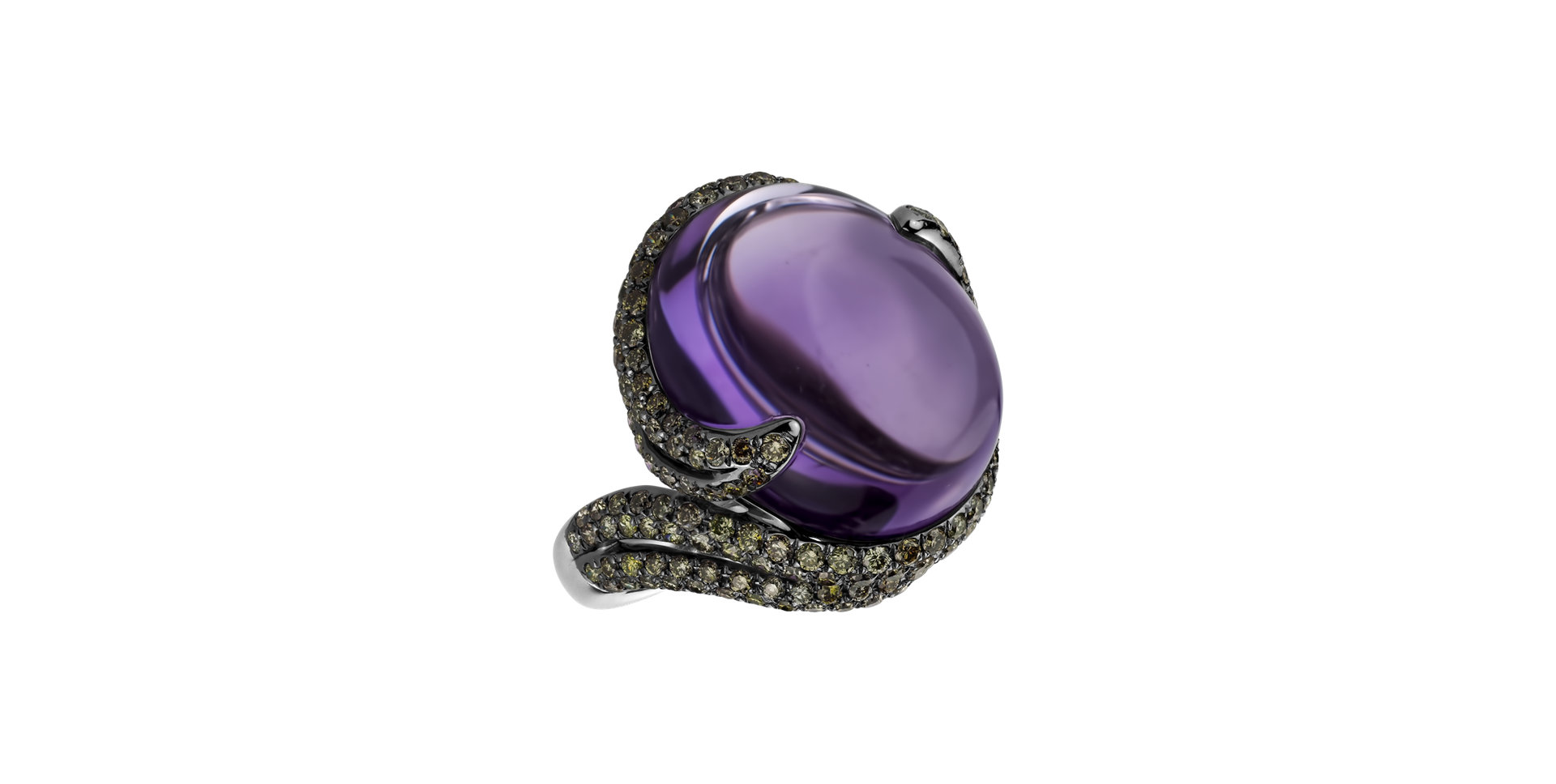 Ring with Amethyst and brown diamonds Amethyst Romance